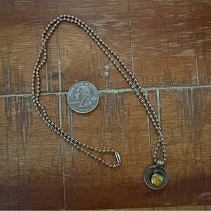 Glass bead and coin pendant necklace
